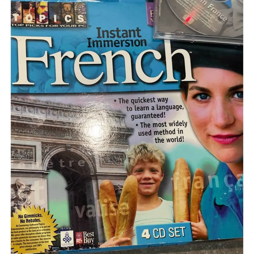 Vintage Instant Immersion French 4 CD-ROM Set CounterTop Software Complete Box